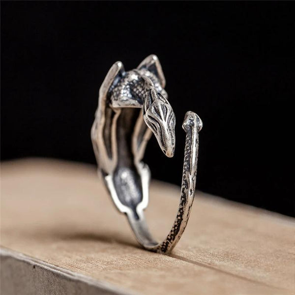 Anillo de dragón durmiente vintage vikingo nórdico para hombre y mujer