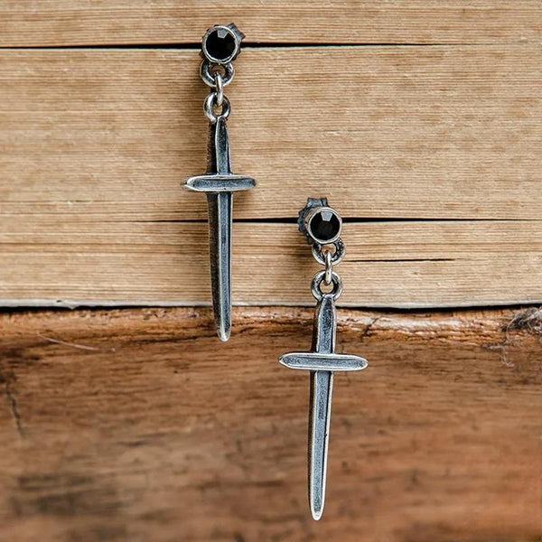 Pendientes góticos de cruz retro creativos de plata de ley 925 100 %