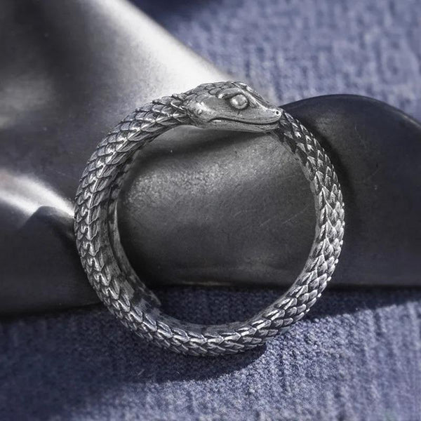 Anillo de serpiente de plata de ley 925 100 % estilo punk retro para hombre y mujer