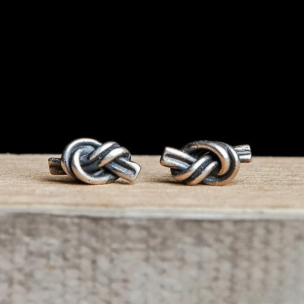 Pendientes de botón con nudo vintage de plata de ley 925