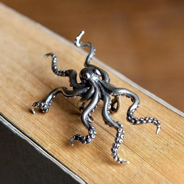 Pendientes de clip estilo gótico S925 con forma de pulpo grande, estilo vintage, para mujer y hombre.