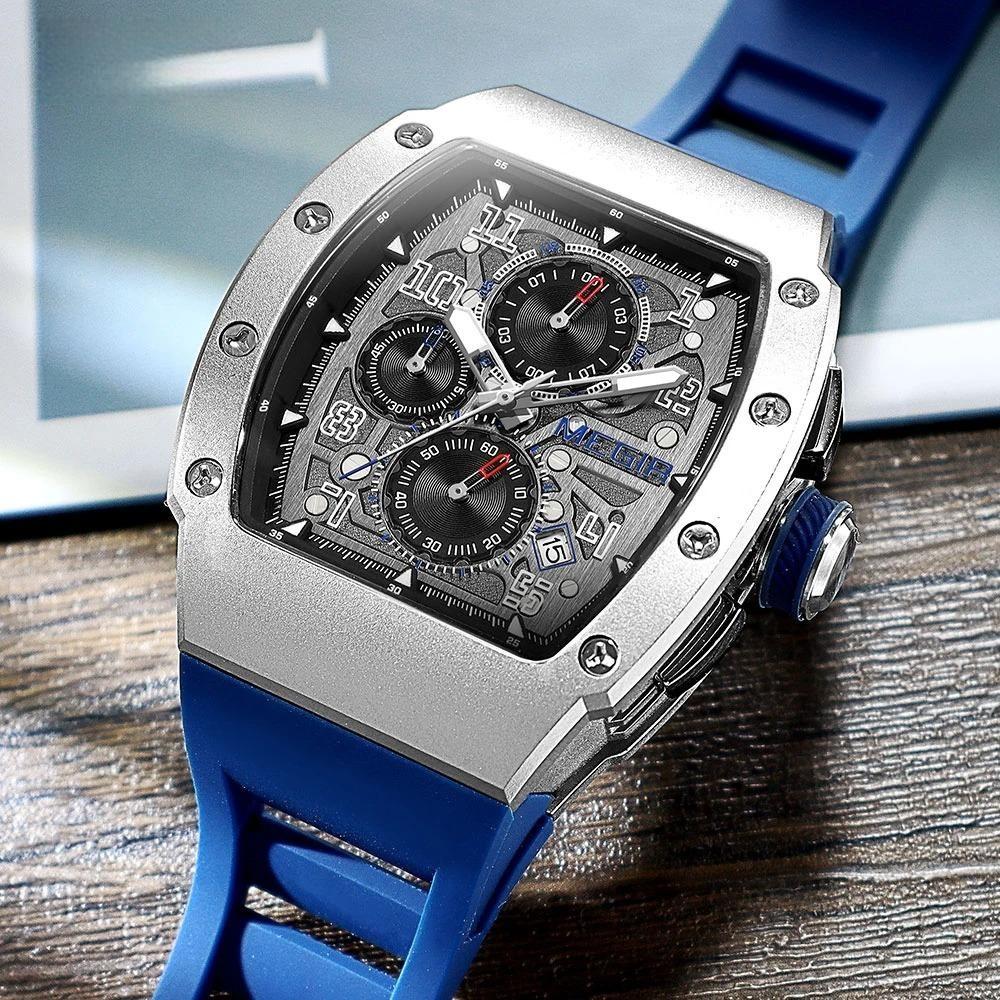 316 Stainless Steel Quartz Watch for Men Fashion Waterproof Luminous Chronograph Wristwatch