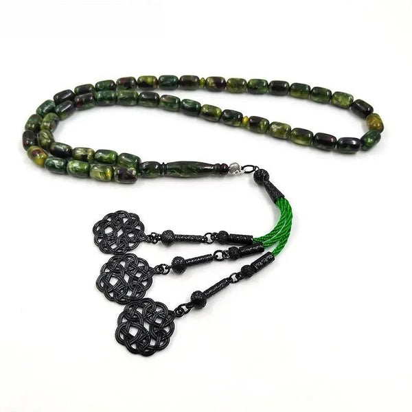 45 cuentas Tasbih para hombre, color verde, cuentas de oración Mistak, misbaha musulmana, rosario islámico, pulsera de pavo, regalo de Eid