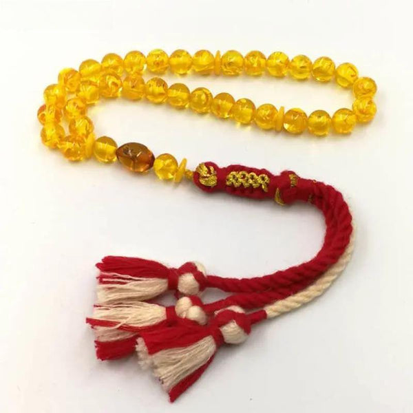 Tasbih de color ámbar con cuentas de insecto 33 66 99 cuentas Borlas reales hechas a mano