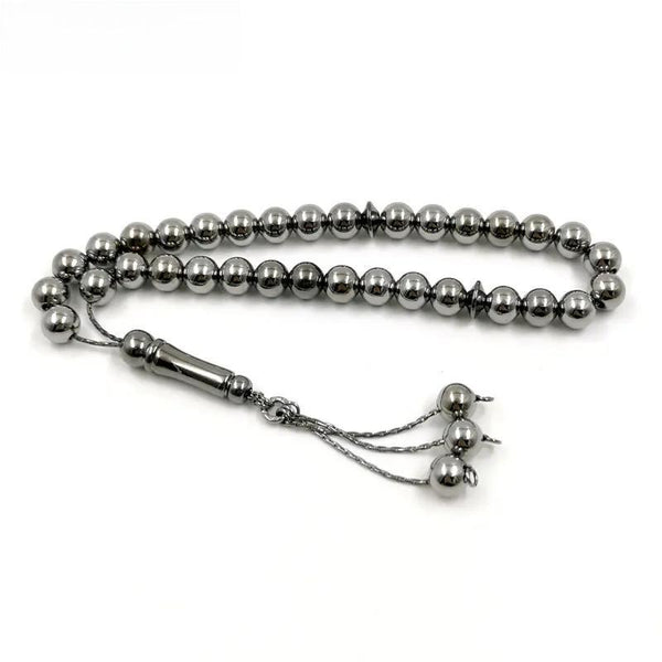 Pulsera de cuentas de metal Tasbih gris con procesamiento taiwanés, resistente a la decoloración, ideal como regalo islámico.