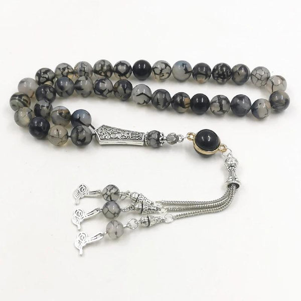 Pulsera musulmana misbaha de ónix y ágata para hombre.