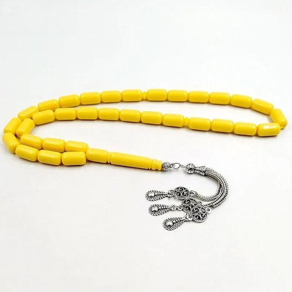 Pulsera islámica Tasbih de resina amarilla con 33 cuentas de oración musulmanas, accesorio para misbaha