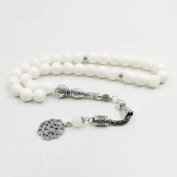 Pulsera de concha blanca Tasbih 5A para mujer, regalo de concha blanca, 33, 45, 66 y 99 cuentas, rosario islámico Tespih