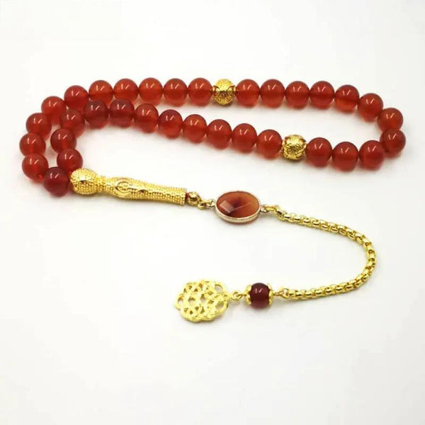 Pulsera de ágatas rojas naturales para mujer, tasbih musulmán, regalo, 33, 66, 99 cuentas
