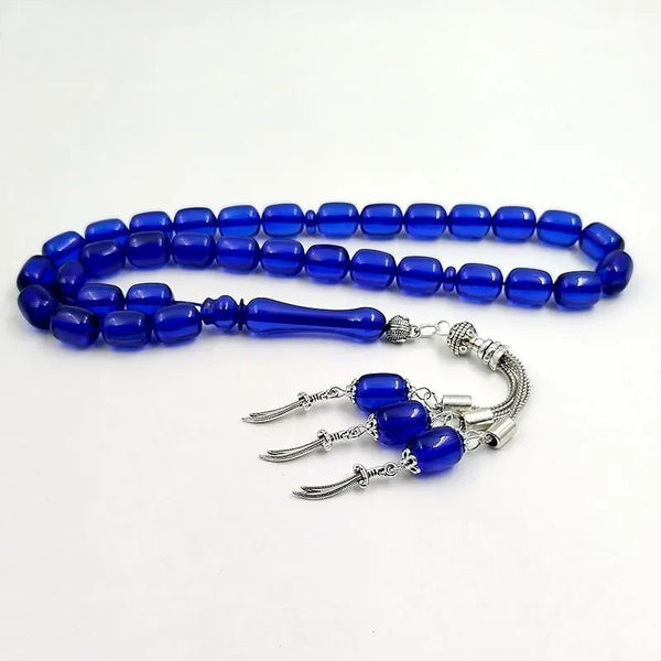 Cuentas de oración Tasbih Misbaha de resina azul, accesorios musulmanes, rosario árabe, joyería, regalo de Eid, pulseras islámicas