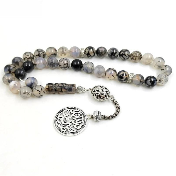 Pulsera Tasbih con piedra de ágata natural, misbaha, accesorios árabes, colgante, regalo de Eid