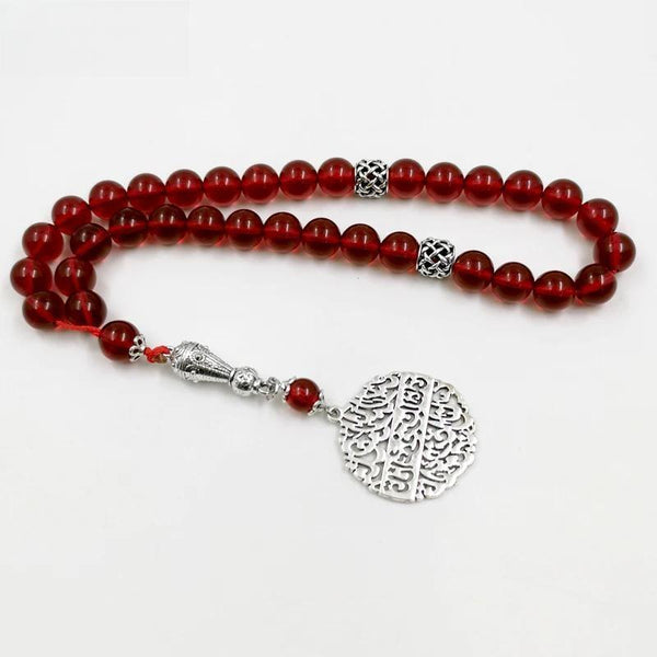 Tasbih de resina roja, accesorios árabes, misbaha, cuentas de oración musulmanas, rosario islámico, pulseras