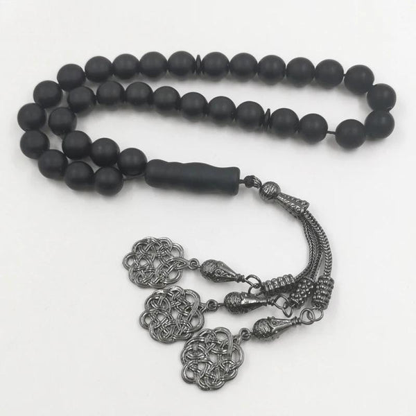 Tasbih para hombre, cuentas de oración musulmanas de ágata negra mate, rosario islámico de 33 cuentas, pulseras, regalo de Eid
