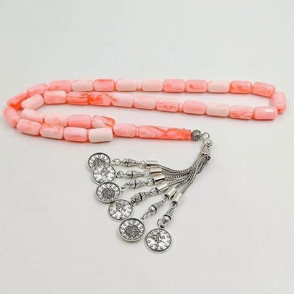 Pulsera de 33 cuentas con rosario islámico misbaha de resina roja Tasbih de moda musulmana
