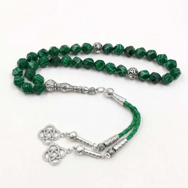 Pulsera de cuentas Tasbih con diamantes de malaquita de 33, 45, 66 y 99 cuentas Misbaha para oración musulmana, regalo de Eid