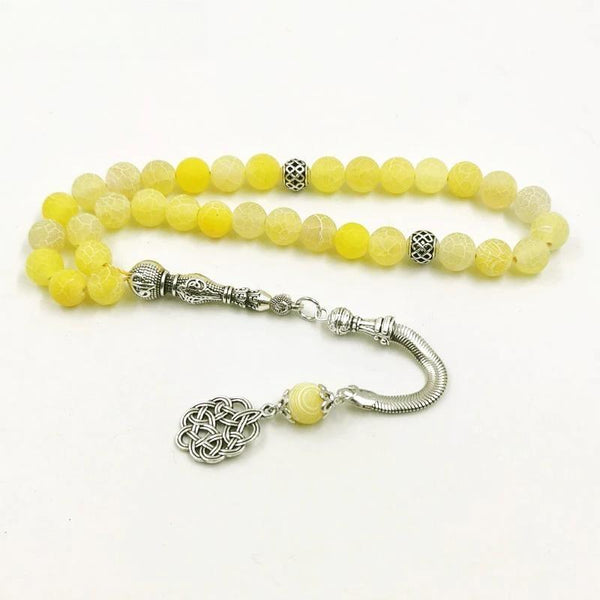 Pulsera musulmana de cuentas de oración Tasbih de ágata amarilla natural