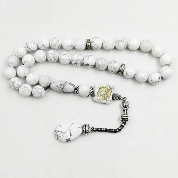 Inshanllah Tasbih PIEDRA HOLOLITA Natural turquesas blancas misbaha isalmic eid regalo