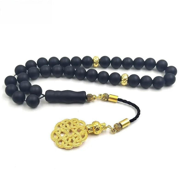 Pulsera Tasbih para hombre, color negro mate, con cuentas de ágata, para oración musulmana, rosario islámico, 33, 45, 51, 66, 99 y 100 cuentas.