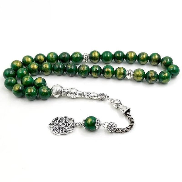 Tasbih piedra jaspe verde pulseras musulmanas misbaha Eid Adha regalo