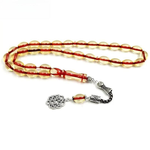 Rosario islámico Tasbih de resina transparente, pulsera roja musulmana, regalo de Eid