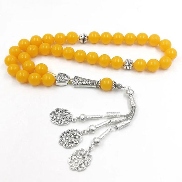Pulsera de cuentas de resina amarilla Tasbih, color ámbar, accesorios de joyería turca, collar islámico misbaha