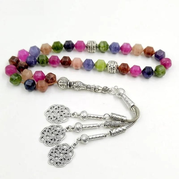 Pulsera de 33 cuentas de piedra AVENTURINA con jaspe natural de varios colores