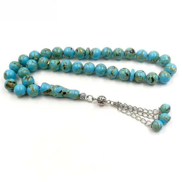 Pulsera Misbaha para hombre con cuentas verdes de Tasbih y Mastkhan, con juego de conchas musulmanas