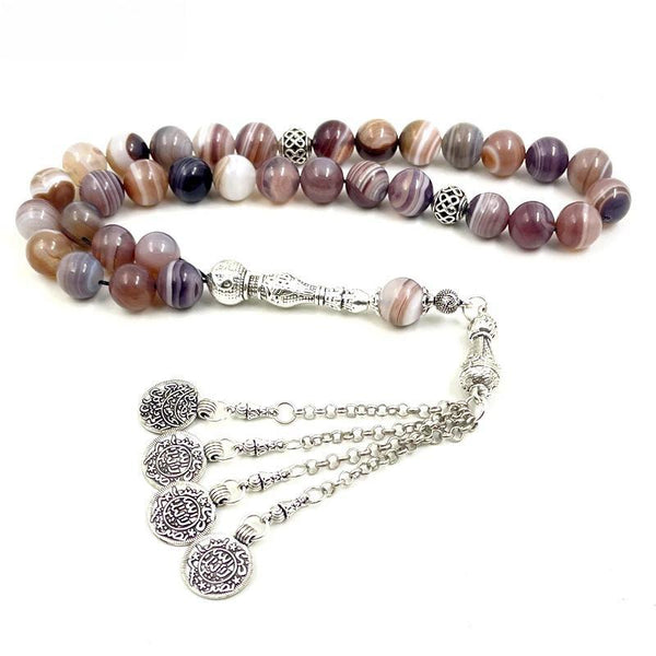 Ágatas naturales de Botsuana, tasbih, regalo para Ramadán y Eid, misbaha islámica, rosario de moda árabe, 33 cuentas de oración.