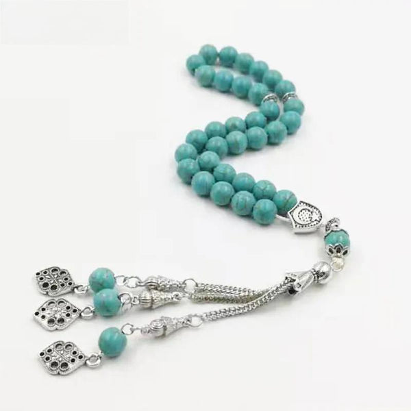 Pulsera musulmana misbaha con piedra turquesa azul Tasbih, joyería turca, envío gratuito