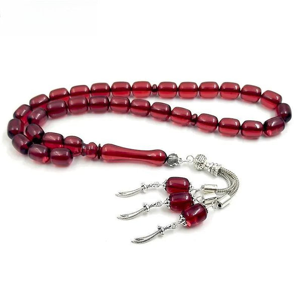 Cuentas de oración Tasbih Misbaha de resina roja, regalo para Ramadán, accesorios musulmanes, rosario árabe, joyería, regalo para Eid