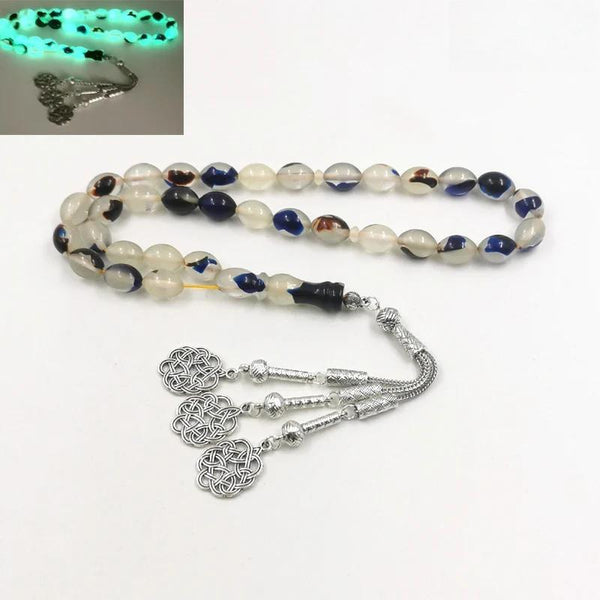 Tasbih azul resina luminosa Rosario musulmán cuenta misbaha Eid regalo
