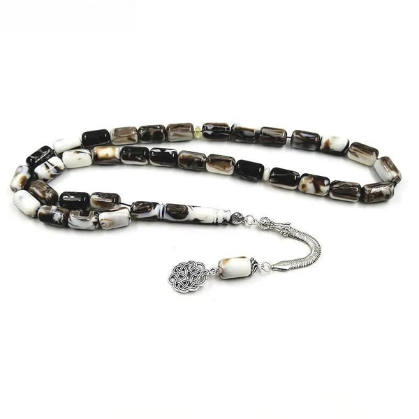 Rosario islámico Tasbih para hombre, 33, 45, 66 y 99 cuentas, color negro y blanco, Mastak, cuentas de oración musulmanas