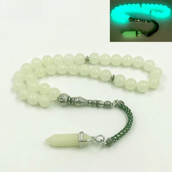 Piedra luminosa Tasbih, misbaha musulmana, producto islámico, 33 cuentas de oración