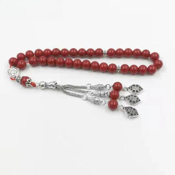 Pulsera musulmana misbaha de joyería turca con piedra roja Tasbih para mujer