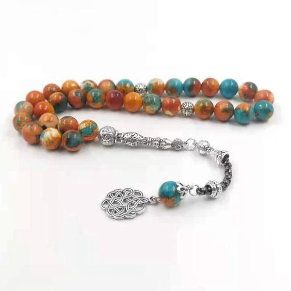 Pulsera de cuentas musulmanas de ágata arcoíris Tasbih (33, 45, 66 y 99 cuentas)
