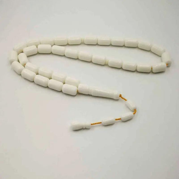Pulsera Misbaha blanca de buena calidad con cuentas de resina de marfil de imitación Tasbih para hombre, regalo para el padre.