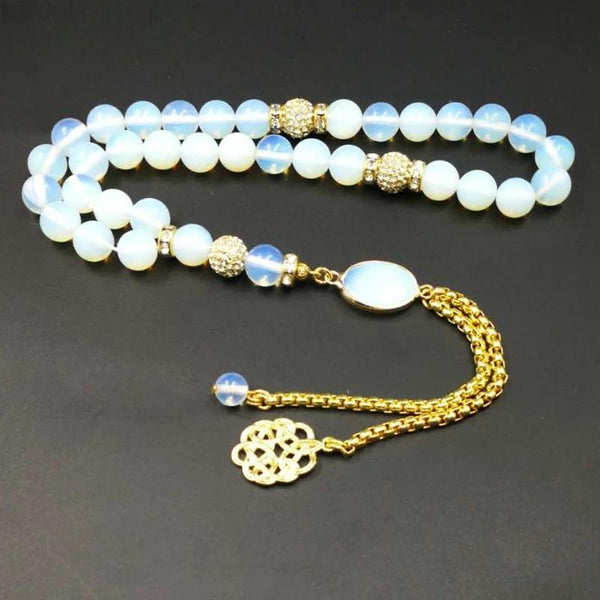 Piedra de ópalo Accesorios dorados Tasbih para mujer 33 66 99 cuentas Pulsera misbaha musulmana para niña