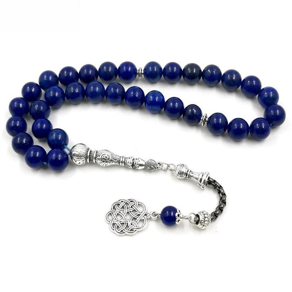 Tasbih para hombre, piedra preciosa, lapislázuli, rosario islámico, cuentas de oración musulmana, pulseras misbaha árabes, regalo de Eid