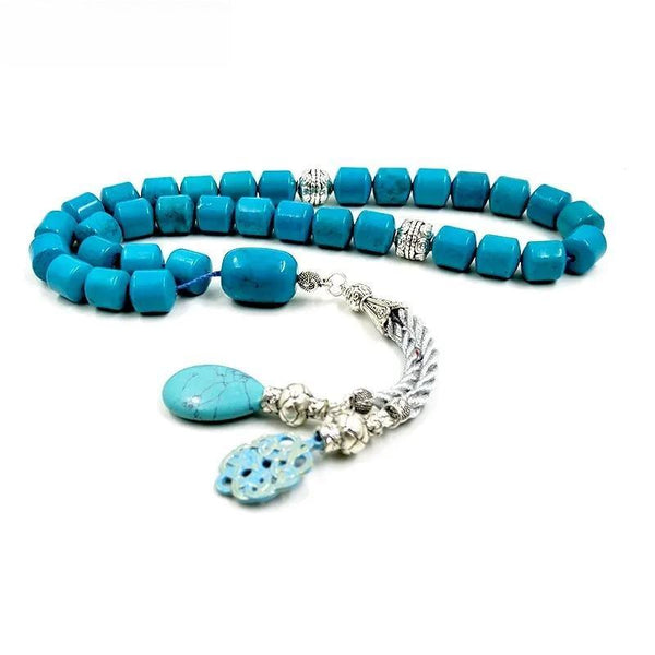 Cuentas de oración musulmanas de turquesa natural con piedras preciosas Tasbih Misbaha