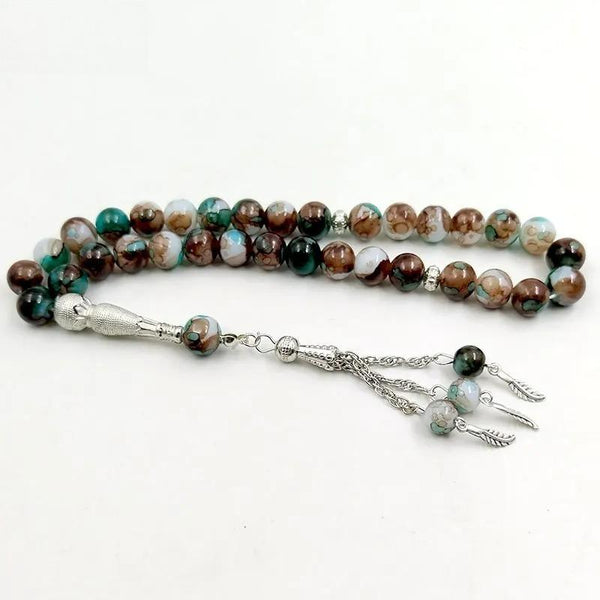 Pulsera islámica Tasbih con 33 cuentas de rosario, piedra marrón oscura, regalo para Eid