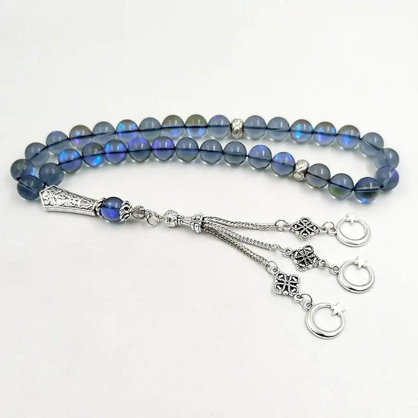 Cuentas de oración Tasbih de cristal austriaco azul para mujer, regalo de Eid adha