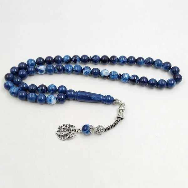 Pulsera musulmana de resina azul Tasbih para hombre, 33, 45, 66, 99 cuentas de rosario