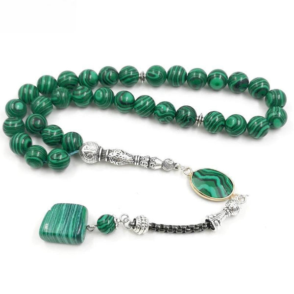 Tasbih para hombre, cuentas de oración musulmanas de malaquita verde, misbaha islámica, accesorios de moda árabes, regalo para Eid Ramadán
