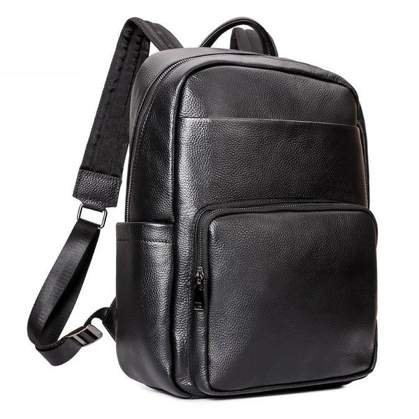 Mochila de cuero genuino para hombre, mochila escolar de moda para adolescentes, bolso de viaje, mochila para portátil
