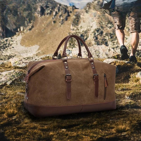 Bolsos de viaje de lona y cuero para hombre, bolso de mano, bolso de lona para hombre