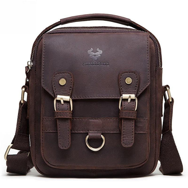 Bolso bandolera de piel auténtica para hombre, estilo vintage, tipo bandolera.