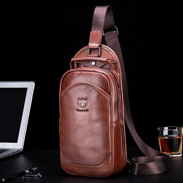 Bolso bandolera de piel auténtica para hombre.
