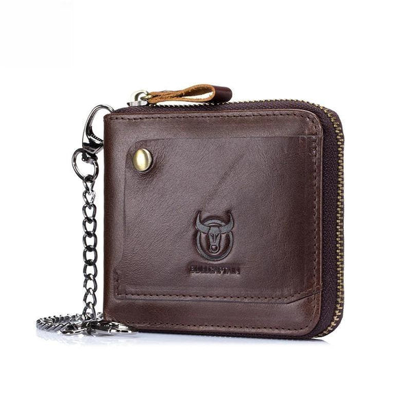 Monedero pequeño de piel de vaca auténtica para hombre, tarjetero pequeño