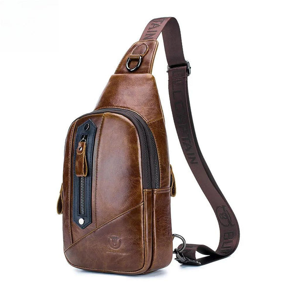 Bolsos de pecho de cuero de moda para hombre, bolsos de mensajero casuales