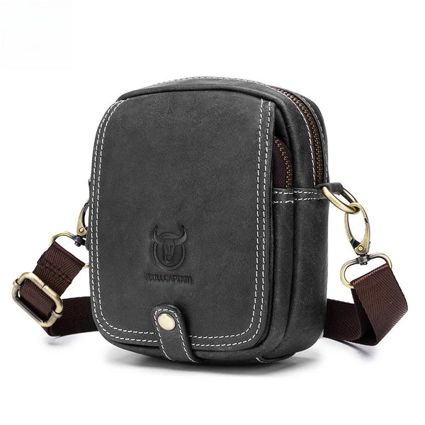 Bolso de hombro tipo mensajero informal para hombre, bolso de hombro de cuero con bolsillo y cremallera suave YKK de primera calidad para hombre